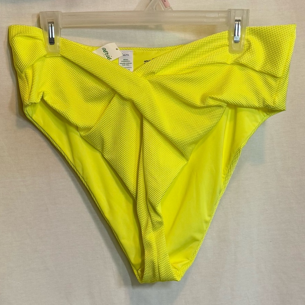 AA-503 Aerie NWT PLUS SIZE XXL High Cut Cheeky Yellow Summer Swim Bikini Bottoms